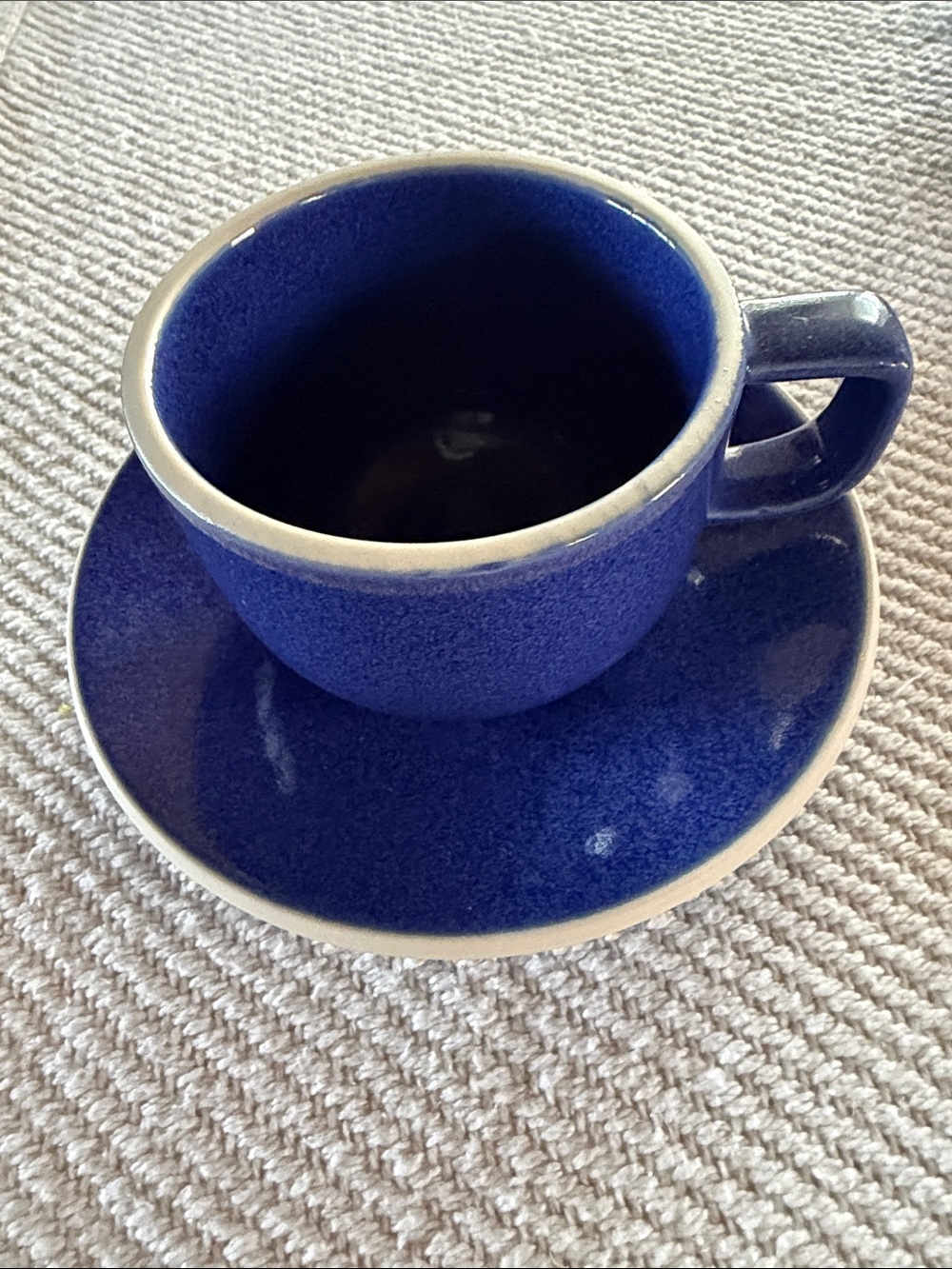 Vintage Sasaki Colorstone Sapphire Cup/Saucer Set Massimo Vignelli 1990's